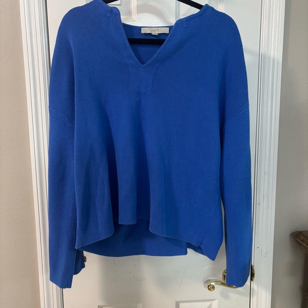 Loft - 100% Cotton Vneck Long Sleeve Sweater Top
